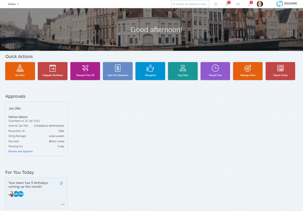 Image example of the new home page experience