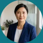 Professional woman in navy blazer portrait