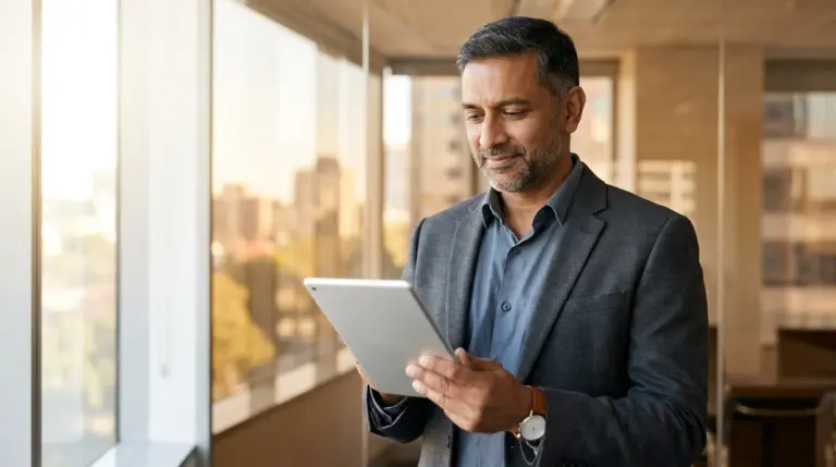 Businessman using tablet in modern office